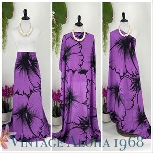 Purple/Black Hibiscus Floral SARONG Pareo Lavalava Beach Wrap Skirt Summ…